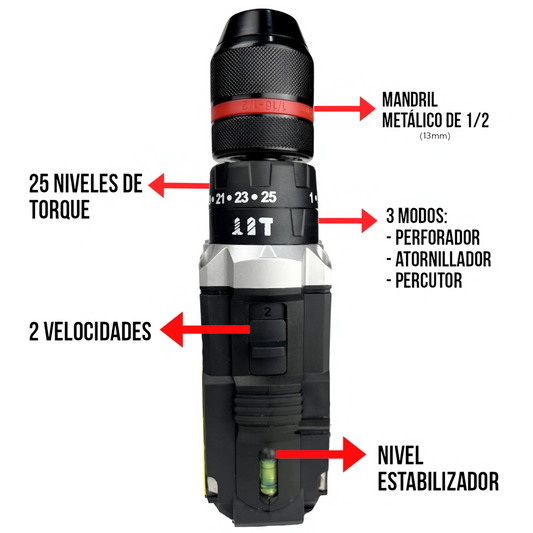 Kit Taladro Pro 36v Con Polichadora N